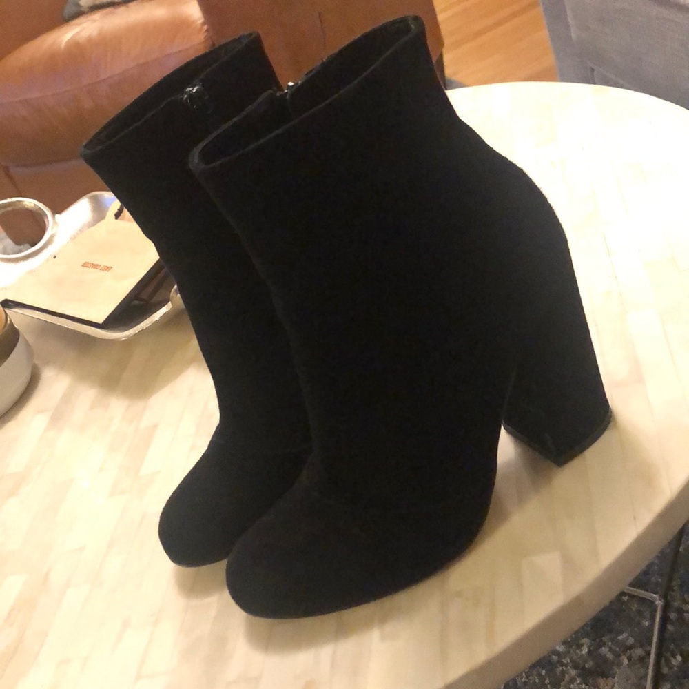 Suede black heeled booties